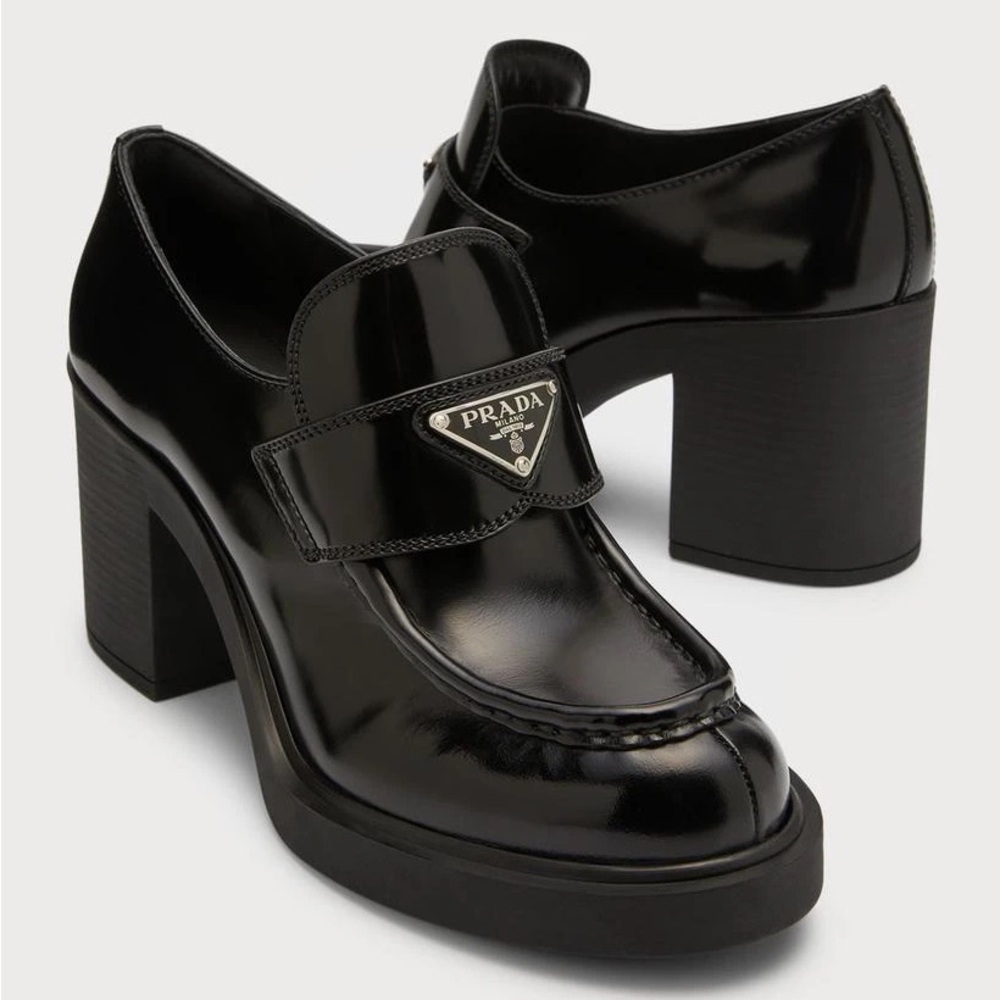 Prada Women's Glossy Black Platform Loafers